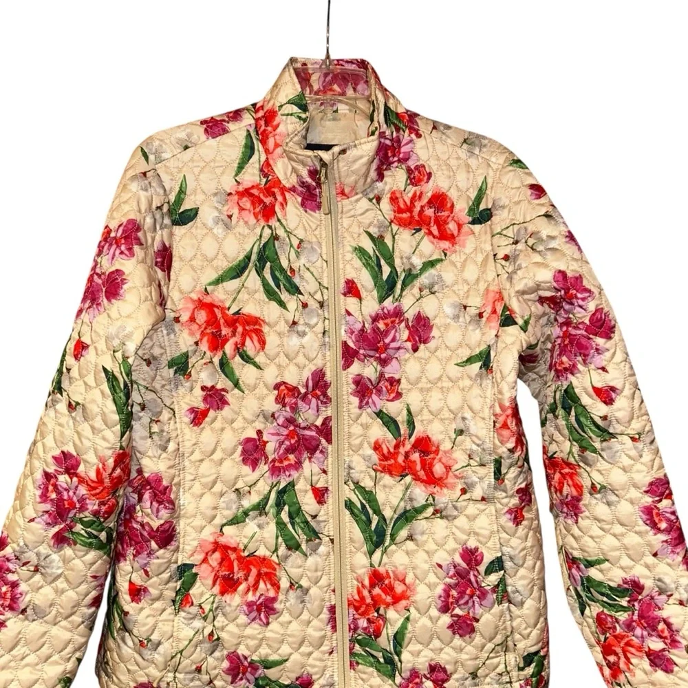 Lands End PrimaLoft Quilted Floral Jacket Womens‎ Large 14-16 Packable Coat